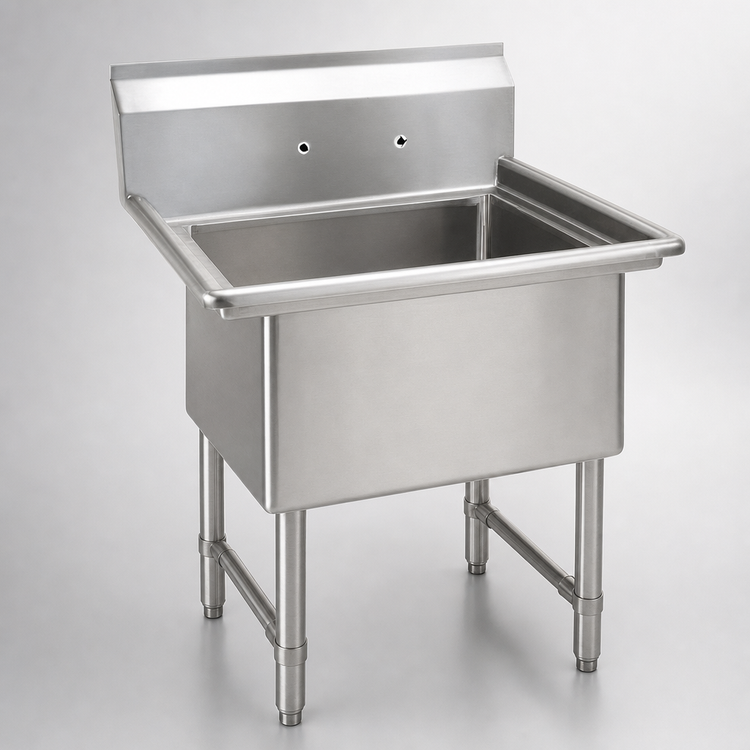 Product image #3 for BK Resources One Compartment No-Drainboard Stainless Steel Compartment Sink, 16 x 20 x 14-Inch Bowl, 10-Inch Backsplash