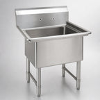 Thumbnail image #3 for BK Resources BKS6-1-1620-14S One-Compartment No-Drainboard Stainless Steel Sink, 16 x 20 x 14-Inch Bowl, 10-Inch Backsplash