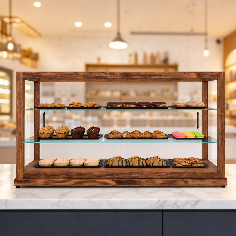 Product image #4 for KoolMore 44-Inch Bakery Display Case with 3 Tempered-Glass Shelves and Dual Rear Sliding Doors
