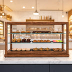Thumbnail image #4 for Koolmore KM-BDW-44D 44-Inch Bakery Display Case with 3 Tempered-Glass Shelves, Mirrored Interior, and Dual Rear Sliding Doors