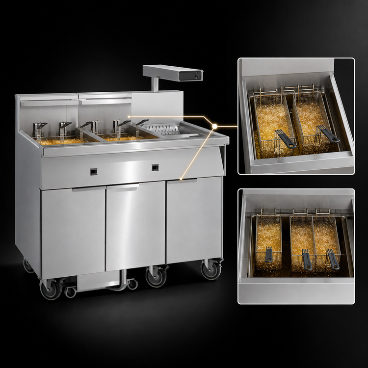 Product image #3 for Imperial Electric Floor Model 2-Tank Fryer with Built-In Filter System and Dump Station, 75 lb. Capacity Each