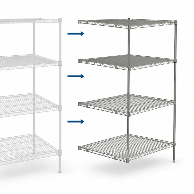 Product image #3 for Metro Super Erecta Add-On Wire Shelving Unit, 24 x 24 x 63 Inches, 4 Shelves, Brite Finish