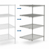 Thumbnail image #3 for Metro Super Erecta Add-On Wire Shelving Unit, 24 x 24 x 63 Inches, 4 Shelves, Brite Finish