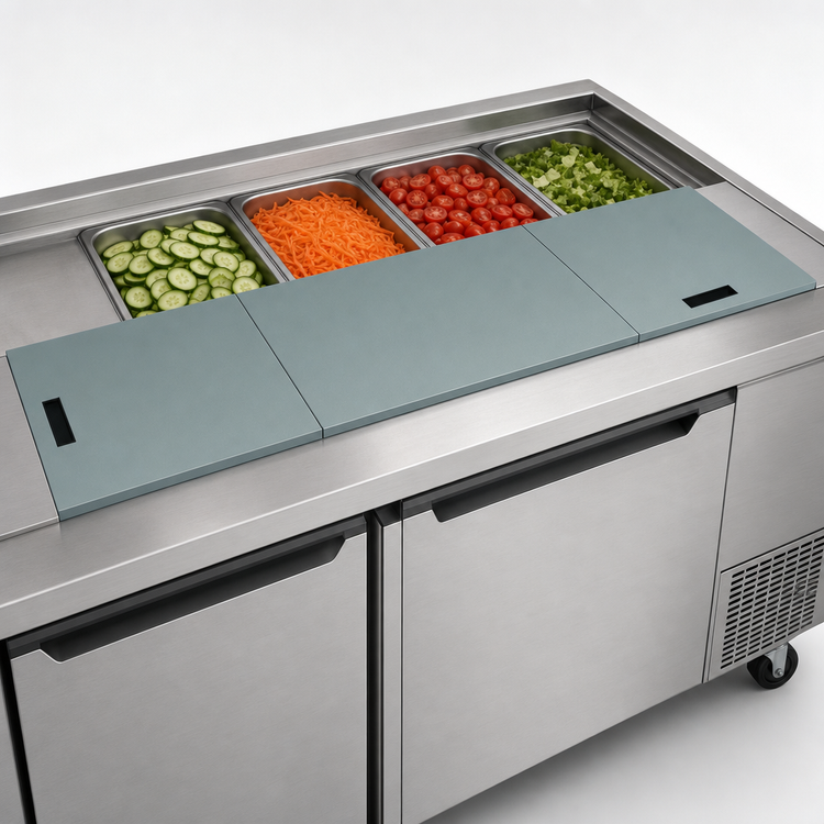 Product image #3 for Advance Tabco HC-2 Hinged Stainless Steel Cover for 2-Well Cold Food Tables