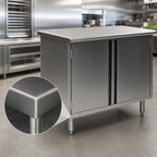 Thumbnail image #3 for Eagle Group Spec-Master CBH3072SE 72"W x 30"D Stainless Steel Enclosed Work Table with Hinged Doors and 14-Gauge Rolled-Edge Top