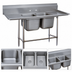 Thumbnail image #3 for Regaline 2-Compartment Sink with Left and Right Drainboards, 20 x 20 Inch Bowls, 14 Gauge 304 Stainless Steel