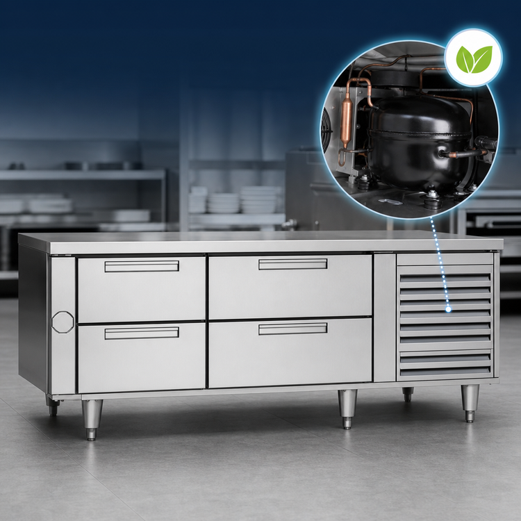Product image #3 for Polar Cuisine 84-Inch Self-Contained Refrigerated Drawer Base, 4 Drawers, Stainless Steel, 115V