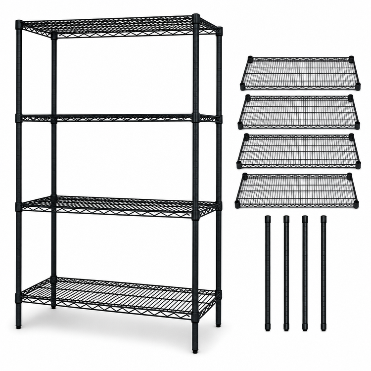 Product image #3 for Quantum 60 Inch W x 36 Inch D x 54 Inch H Stationary Black Epoxy Wire Shelving Starter Kit