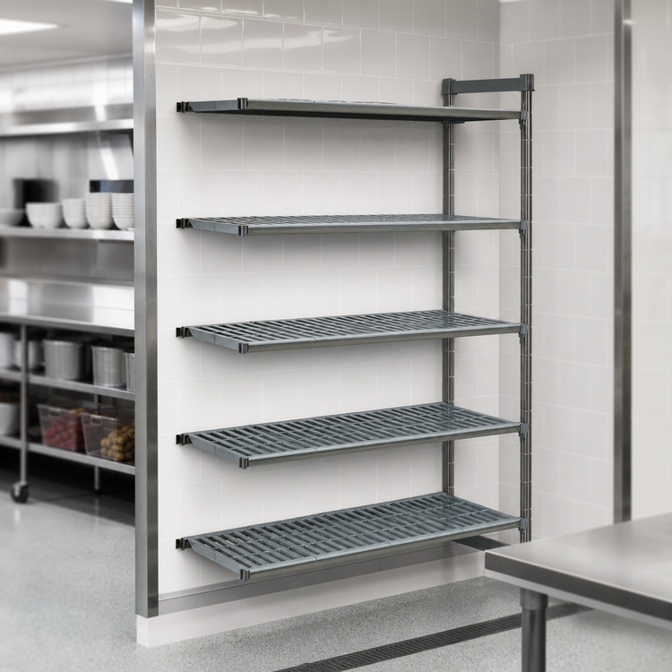 Product image #3 for Cambro Camshelving Basics Plus 21 x 30 x 72 Inch 5-Tier Add-On Polymer Shelving Unit, Brushed Graphite