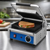 Thumbnail image #3 for Globe Single Countertop Electric Bistro Panini Grill with 10 x 10 Inch Cast Iron Grooved Plates