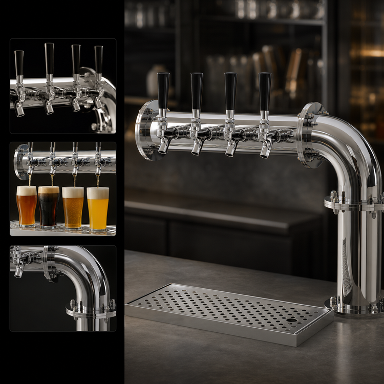 Product image #4 for Pipe Cantilever Countertop Air-Cooled Draft Dispensing Tower with 4 Faucets