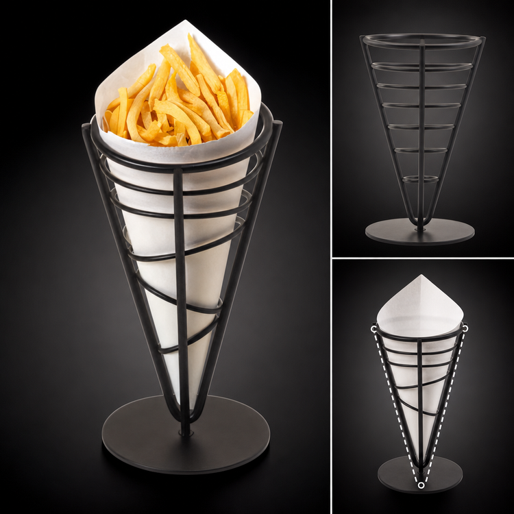 Product image #3 for Ironworks Conical Black Wrought Iron French Fry Basket, 5-Inch Dia. x 9-Inch H