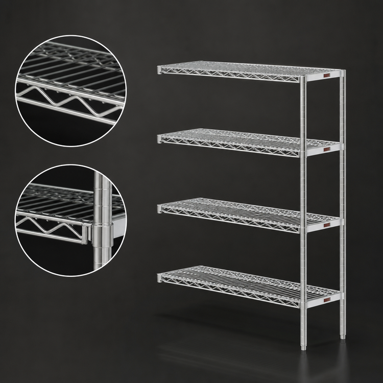 Product image #3 for Eagle Group A4-74-1842C 4-Tier Add-On Wire Shelving Unit, 42W x 18D x 74H, Chrome-Plated