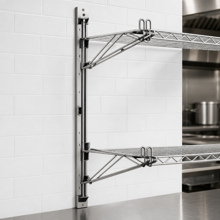 Product image #3 for 33-Inch Stainless Steel Wall-Mount Wire Shelving Post with Top and Bottom Support