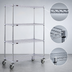 Thumbnail image #3 for Eagle Group 4-Tier Chrome Wire Shelving Dolly Truck, 24 x 36 Inch Shelves, 69 Inch High, 5 Inch Poly Swivel/Brake Casters