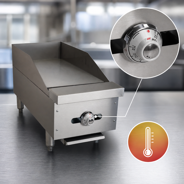 Product image #3 for Comstock-Castle FHP12-12T Countertop Gas Griddle with Thermostatic Control, 12-Inch x 21-Inch Smooth Steel Plate