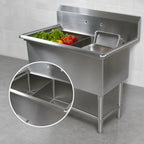 Thumbnail image #3 for John Boos Pro-Bowl 42PB16204 2-Compartment Freestanding Stainless Steel Sink, 16 x 20 x 14 in Bowls, 14-Gauge, 10 in Backsplash