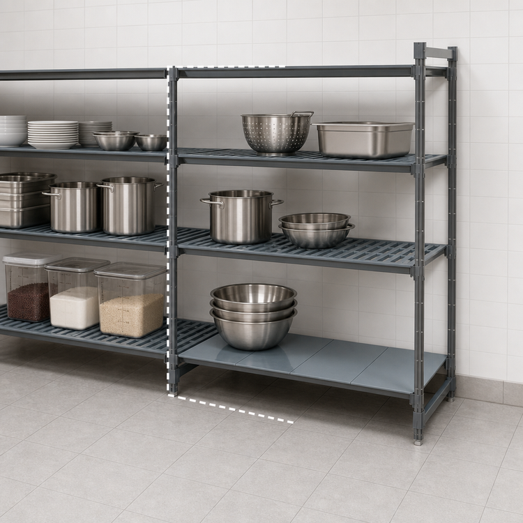 Product image #3 for Camshelving Basics Plus 24-Inch Deep x 30-Inch Wide x 64-Inch High 4-Tier Add-On Shelving Unit with Vented and Solid Shelf Plates, Brushed Graphite
