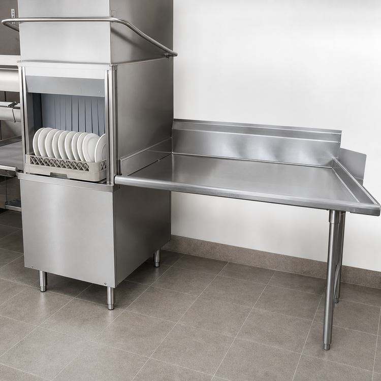 Product image #3 for Advance Tabco Right-Attach Clean Straight Dish Table with 10-1/2-Inch Backsplash, 23 x 30 x 44 Inches