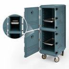 Thumbnail image #4 for Cambro Camcart® 1826DTC401 Insulated Double-Cavity Tray & Sheet Pan Transport Cart, Solid Dutch Doors, 24 Rails, 18" x 26" Pans