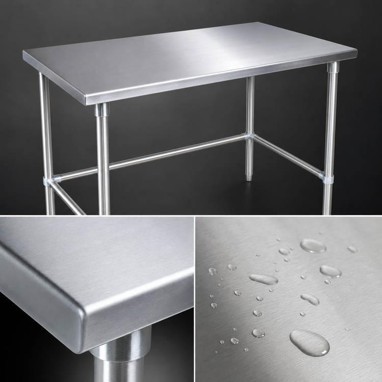Product image #3 for John Boos Stallion 60-Inch x 24-Inch 16-Gauge 300-Series Stainless Steel Flat Top Work Table with Safety Edge
