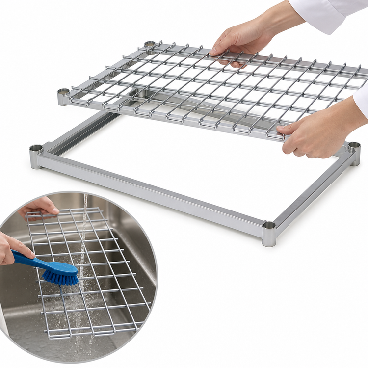Product image #3 for Metro Super Erecta Stainless Steel Lift-Off Wire Deck Dunnage Shelf, 48 x 24 Inches, 1300 lb. Capacity