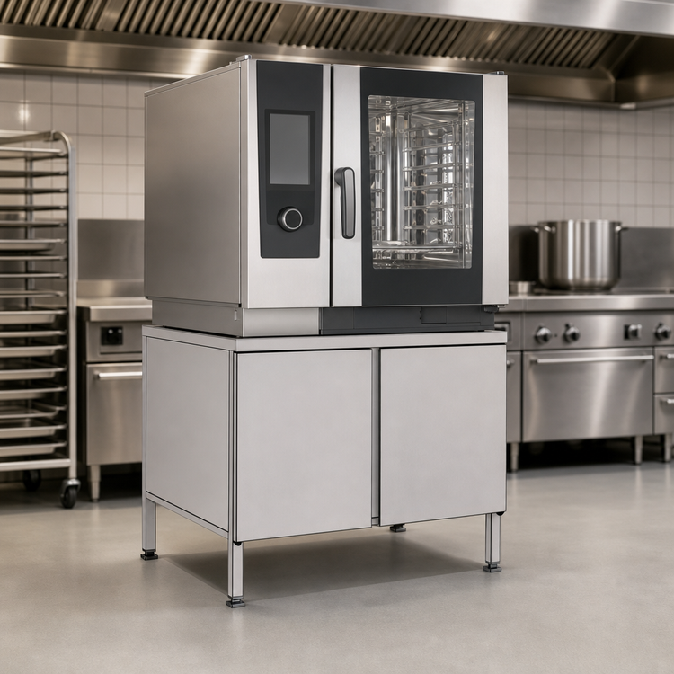 Product image #3 for RATIONAL Stand IV Stationary Stainless Steel Oven Stand with Hinged Doors and 14 Supporting Rails