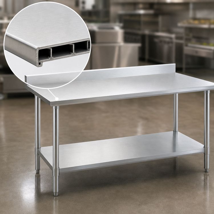 Product image #3 for Spec-Master 48 Inch x 36 Inch Stainless Steel Work Table with 4-1/2 Inch Backsplash and Adjustable Undershelf