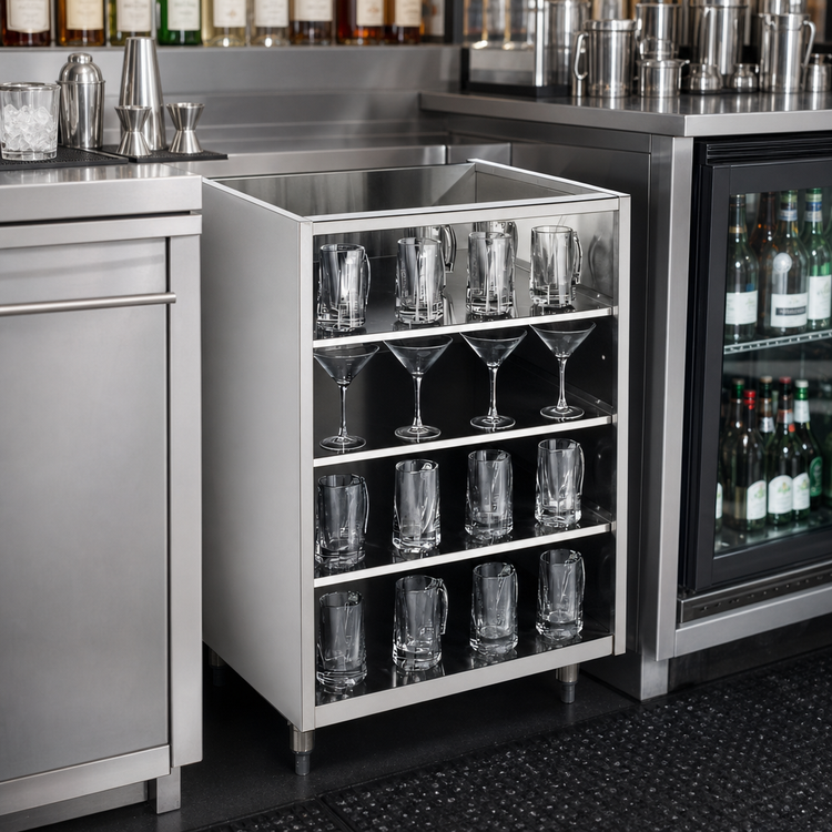 Product image #3 for Krowne Royal Series 18-Inch Wide Back Bar Glass Storage Cabinet, 24-Inch Deep, 3 Shelves, No Top