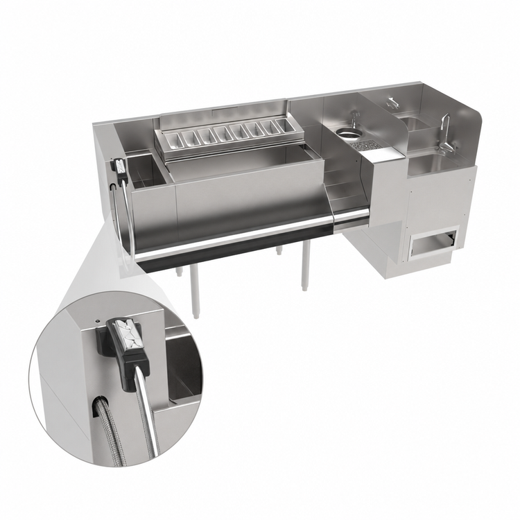 Product image #3 for Krowne Taffer Command Station 76-Inch Underbar Bar Ice Bin with 10-Circuit Cold Plate