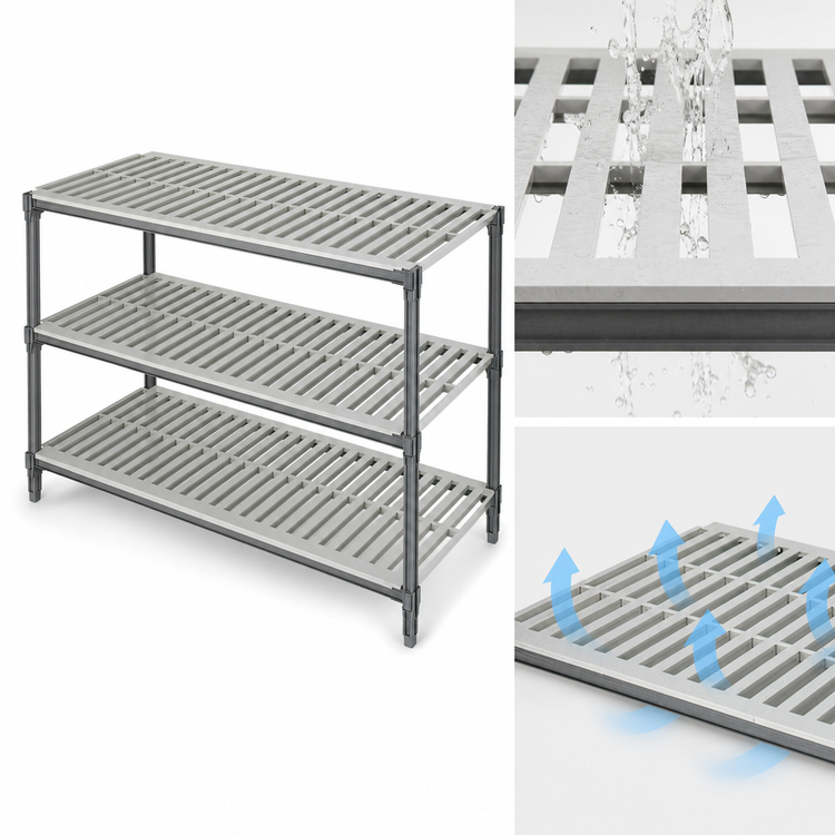 Product image #3 for Cambro Camshelving Basics Plus 24-Inch Deep x 42-Inch Long 4-Shelf Vented Shelf Kit
