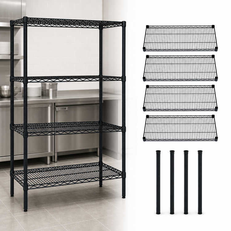 Product image #3 for Quantum 60 Inch W x 12 Inch D x 86 Inch H 4-Shelf Stationary Wire Shelving Starter Kit