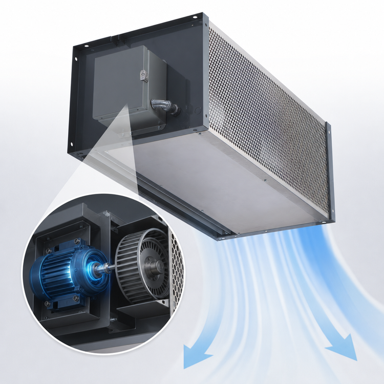 Product image #3 for Berner Industrial Series IDC14 Direct Drive Heated Electric Air Curtain, 72 Inch, 28 kW, Interior Mount