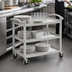 Thumbnail image #4 for Cambro KD Low-Profile 3-Shelf Utility Bus Cart, Speckled Gray, 400 lb. Capacity