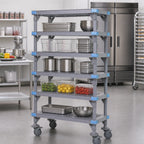 Thumbnail image #3 for Quantum Millenia QPM247274VS-5 Mobile Polymer Shelving Starter Unit, 72"W x 24"D x 74"H, 5 Shelves, Gray