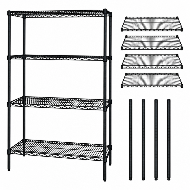 Product image #3 for Quantum 36"W x 30"D x 74"H Wire Shelving Starter Kit, 4-Shelf, Black Epoxy Finish