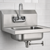 Thumbnail image #3 for Eagle Group HSA-10-FL-1X Wall-Mounted 304 Stainless Steel Hand Sink with Splash-Mounted Gooseneck Faucet and Lever Drain, 14 x 10 x 5 Inch Bowl