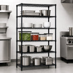 Thumbnail image #3 for Quantum WR54-1272BK-5 72"W x 12"D x 54"H Black Epoxy Wire Shelving Starter Kit, 5 Shelves