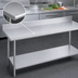Thumbnail image #3 for Duke 120 Inch x 36 Inch 16-Gauge 400 Series Stainless Steel Work Table with 5 Inch Riser and Galvanized Undershelf