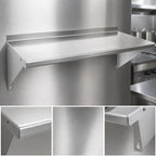 Thumbnail image #3 for BK Resources BKWS-1648 Wall-Mounted Stainless Steel Shelf, 48"W x 16"D, 18-Gauge, 1-1/2" Rear Up-Turn
