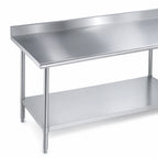 Thumbnail image #3 for Duke Manufacturing 316-30144-5R Stainless Steel Work Table, 144"W x 30"D, 5" Riser, Galvanized Undershelf