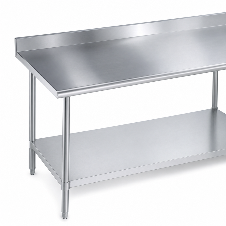 Product image #3 for Duke 316 Series Deluxe Stainless Steel Work Table with 5" Riser, 30" x 144", Galvanized Undershelf
