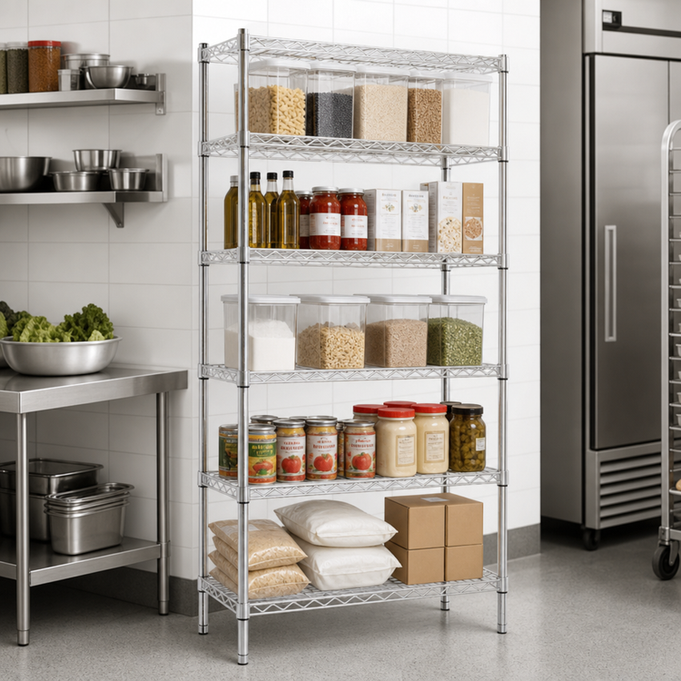 Product image #3 for EAGLEbrite 5-Tier Stationary Wire Shelving Starter Unit, 48 x 21 x 86 Inches, Zinc Finish