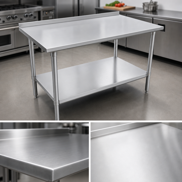 Product image #3 for John Boos Stallion Stainless Steel Work Table with Rear Up-Turn and Adjustable Undershelf, 84 x 30 Inches