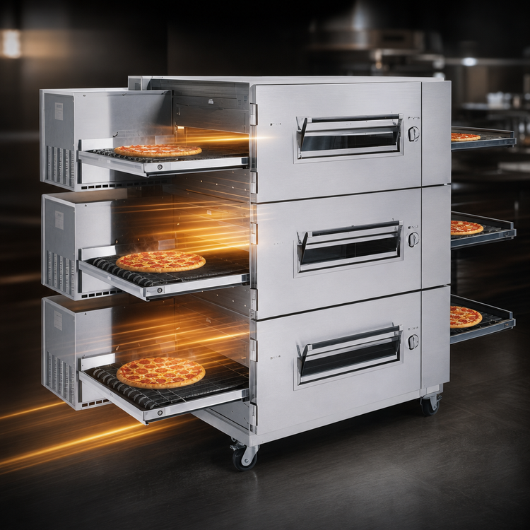 Product image #3 for Lincoln Impinger Low Profile Triple-Deck Triple-Belt Gas Conveyor Pizza Oven with FastBake Technology