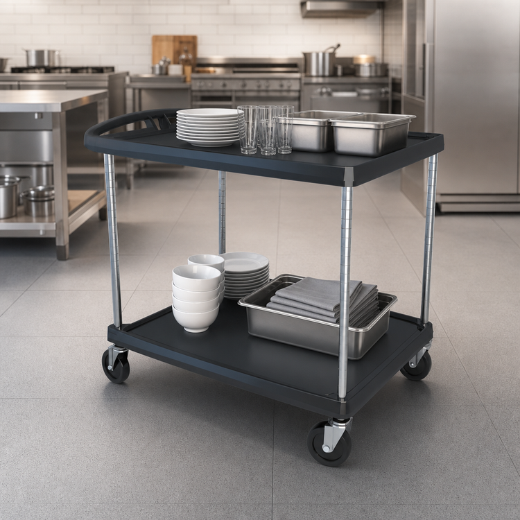Product image #3 for Metro myCart Series 2-Shelf Polymer Utility Cart, Black, 400 lb Capacity