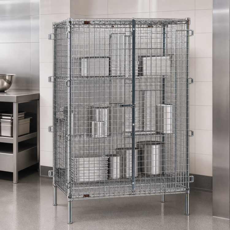 Product image #3 for Eagle Group QuadTruss Stationary Open Wire Security Cage, 63-1/4 x 27-1/4 x 67 Inch, Chrome-Plated