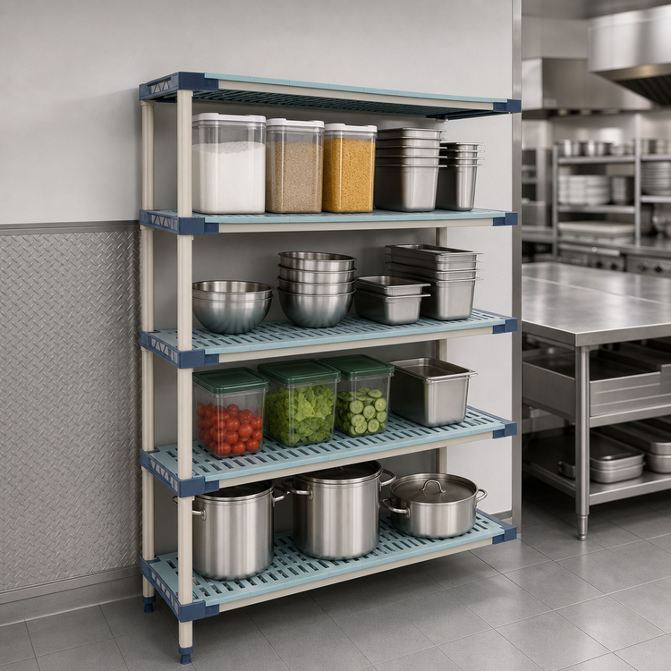 Product image #3 for MetroMax 4 Rust-Proof 4-Shelf Polymer Add-On Shelving Unit, 48"W x 18"D, Blue