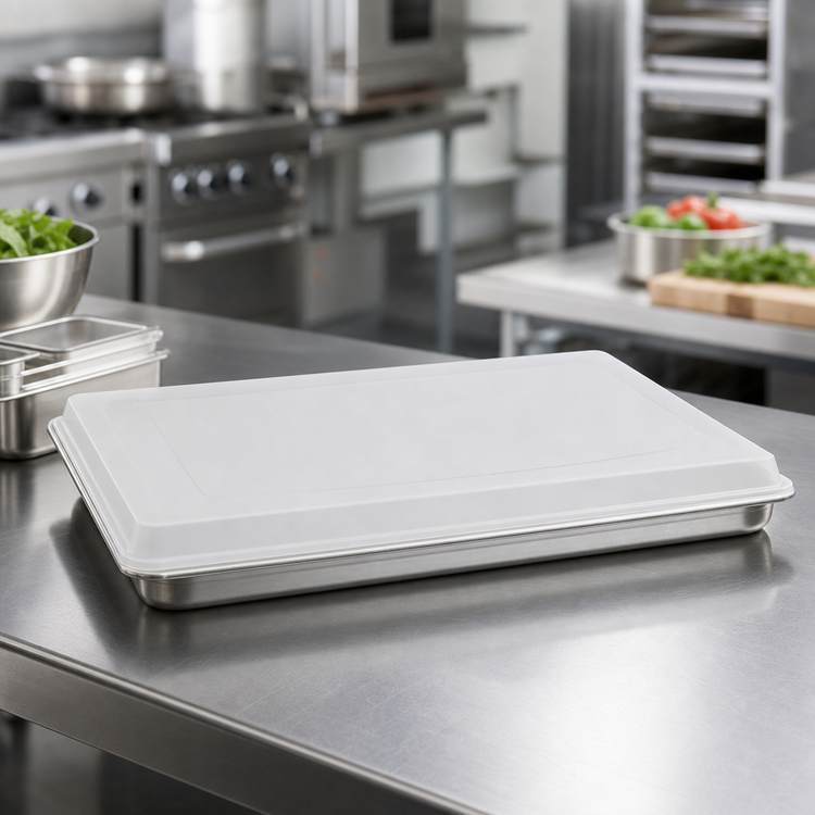 Product image #4 for Winco CXP-1826 Full-Size Clear Polypropylene Sheet Pan Cover, 18 x 26 in.
