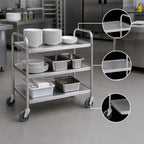 Thumbnail image #3 for Vollrath 97105 3-Shelf Stainless Steel Utility Bus Cart, 400 lb Capacity, Chrome Plated, 24 x 16 in Shelves